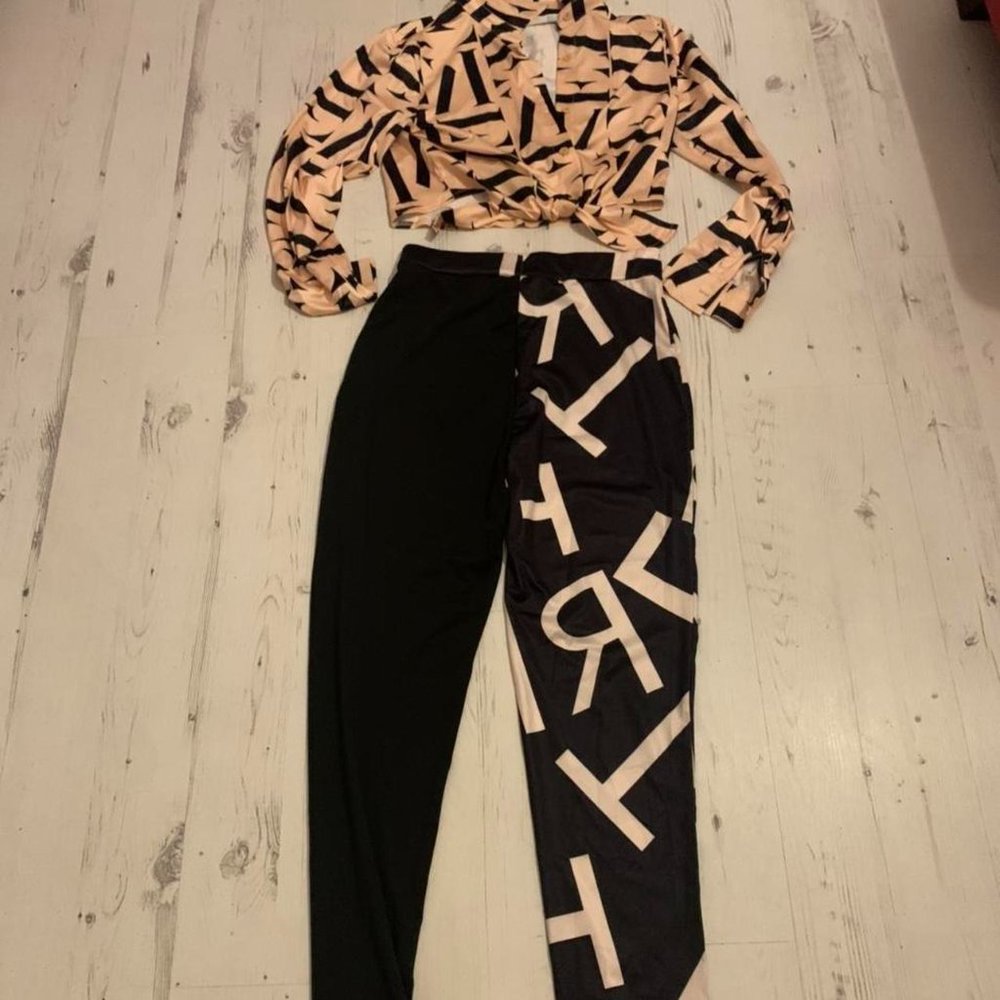 Womens Black and Cream Suit